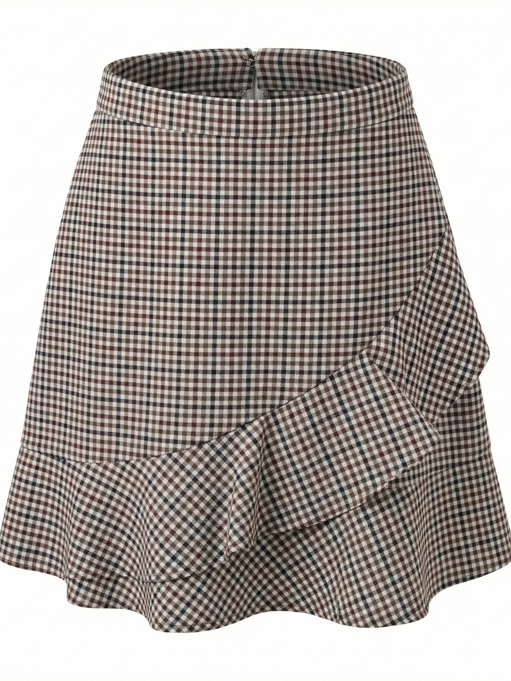 Brooks Brothers Plaid Wool Skirt Women 4 Brown Ruffles Preppy Academia Heritage